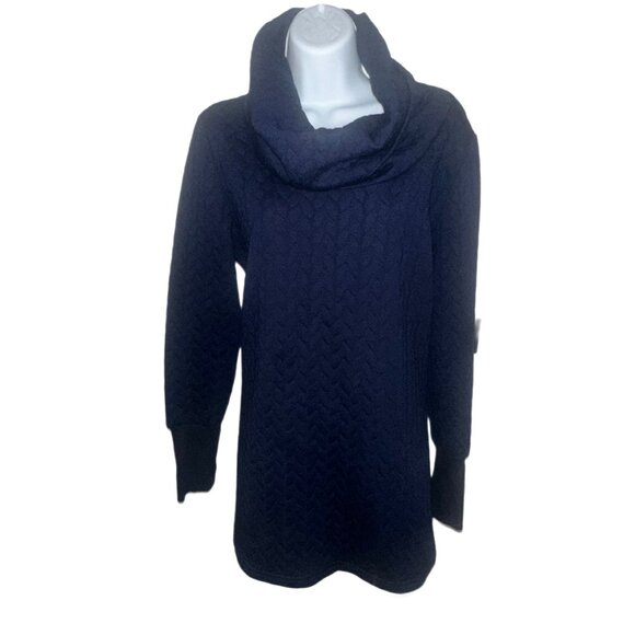 Suzanne Betro Sweaters - Suzanne Betro Navy Cable Knit Turtleneck Sweater